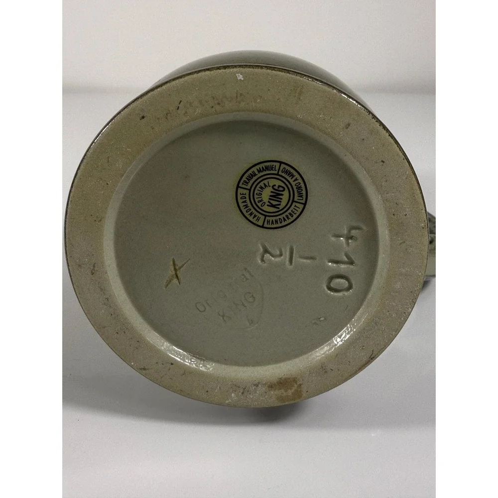 Vintage Original King Handmade Ceramic Beer Stein with Pewter Lid‎